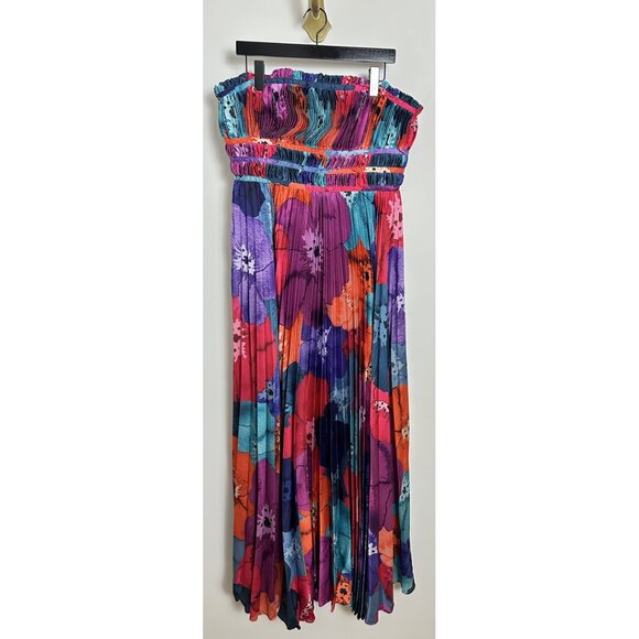 HUTCH Sabina Floral Tiered Plissé Gown in Multi Size US 12 - Picture 4 of 10